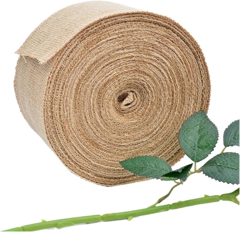 Hessian Fabric， 1-10 Meters/Roll Natural Jute DIY Crafts Package Burlap Lace Hessian Hemp Ribbon Vintage Rustic Wedding Party Decor(120mm Width*2 Meter) - Image 1