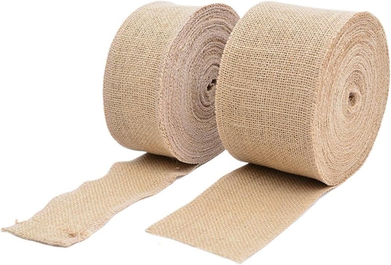 Hessian Fabric， 1-10 Meters/Roll Natural Jute DIY Crafts Package Burlap Lace Hessian Hemp Ribbon Vintage Rustic Wedding Party Decor(120mm Width*2 Meter) - Image 5