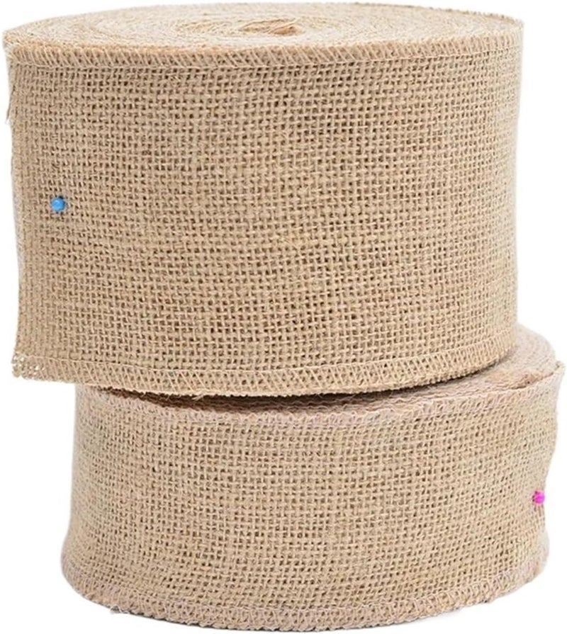 Hessian Fabric， 1-10 Meters/Roll Natural Jute DIY Crafts Package Burlap Lace Hessian Hemp Ribbon Vintage Rustic Wedding Party Decor(120mm Width*2 Meter) - Image 3