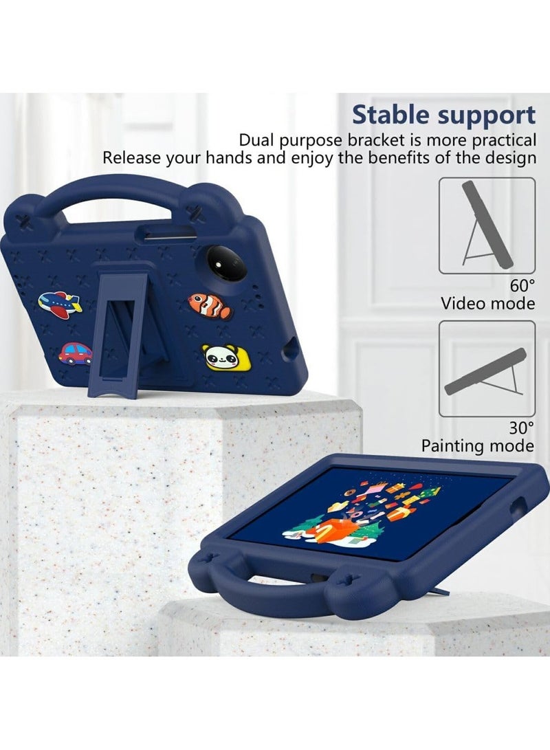 VKL Kids Case for Xiaomi Redmi Pad SE 4G 8.7 inch 2024, EVA Silicone Shockproof Handle Kids Friendly Cover with Foldable Stand and Detachable Cartoon Doll for Redmi Pad SE 8,7 inch 2024 - Navy Blue - Image 4