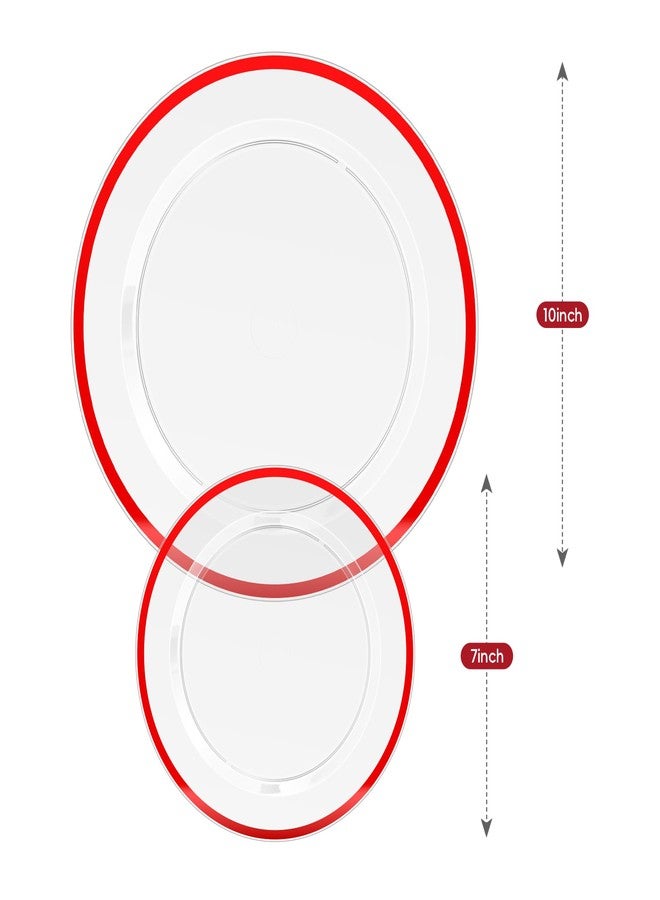 N9R 120PCS Red Plastic Plates, Disposable Heavy Duty, Include 60 10" Dinner and 60 7" Dessert Plate, Perfect for Party, Wedding, New Year,Christmas - Image 2