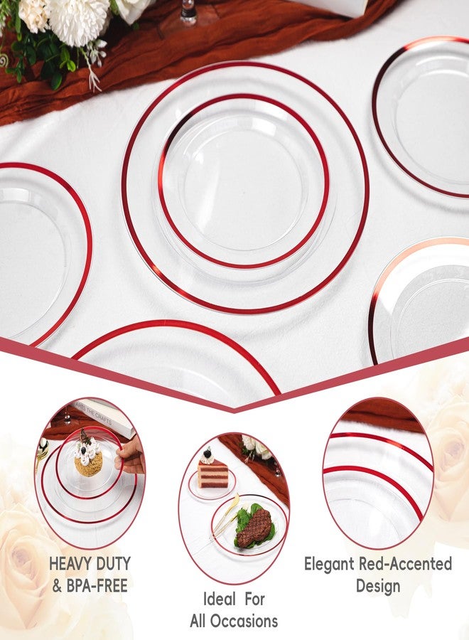N9R 120PCS Red Plastic Plates, Disposable Heavy Duty, Include 60 10" Dinner and 60 7" Dessert Plate, Perfect for Party, Wedding, New Year,Christmas - Image 5