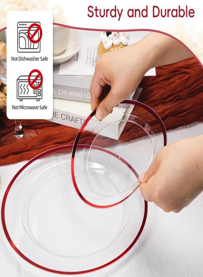 N9R 120PCS Red Plastic Plates, Disposable Heavy Duty, Include 60 10" Dinner and 60 7" Dessert Plate, Perfect for Party, Wedding, New Year,Christmas - Image 4