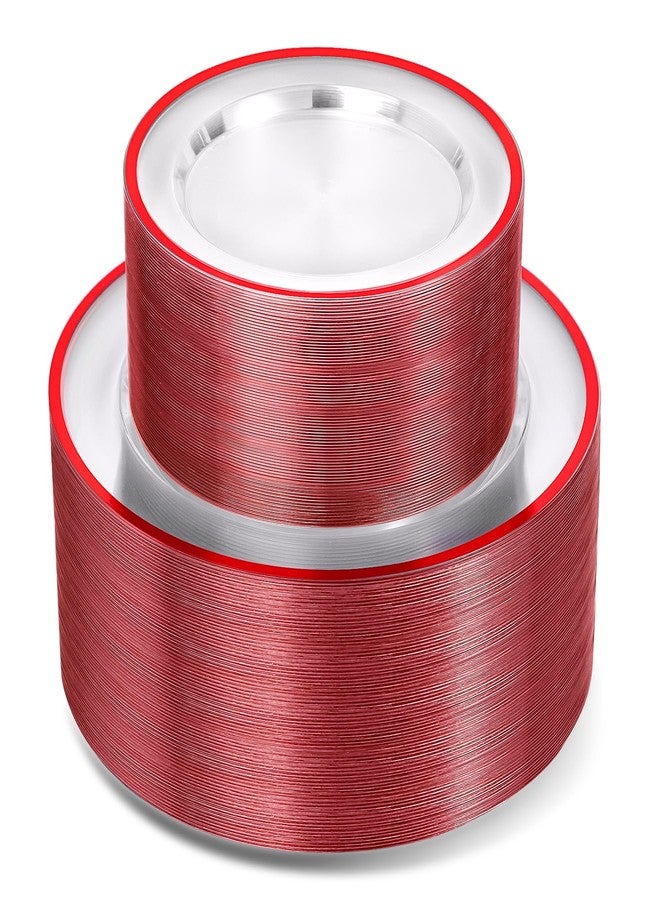 N9R 120PCS Red Plastic Plates, Disposable Heavy Duty, Include 60 10" Dinner and 60 7" Dessert Plate, Perfect for Party, Wedding, New Year,Christmas - Image 1