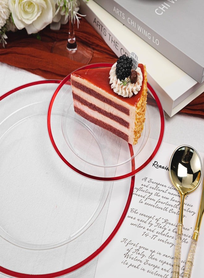 N9R 120PCS Red Plastic Plates, Disposable Heavy Duty, Include 60 10" Dinner and 60 7" Dessert Plate, Perfect for Party, Wedding, New Year,Christmas - Image 3