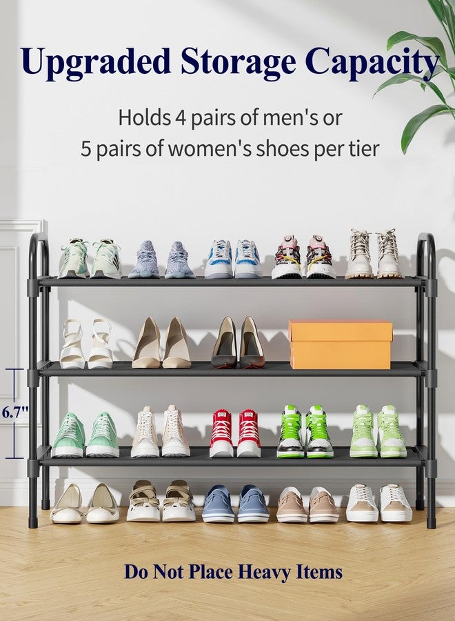 Kitsure Extra-Long Shoe Rack for Closet, Shoe Organizer for Front Door Entrance, Stackable Shoe Shelf, Detachable Closet Organizers and Storage, 39.0" Wide - 3 Tier, Black - Image 4