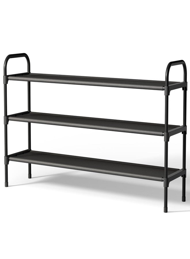 Kitsure Extra-Long Shoe Rack for Closet, Shoe Organizer for Front Door Entrance, Stackable Shoe Shelf, Detachable Closet Organizers and Storage, 39.0" Wide - 3 Tier, Black - Image 1
