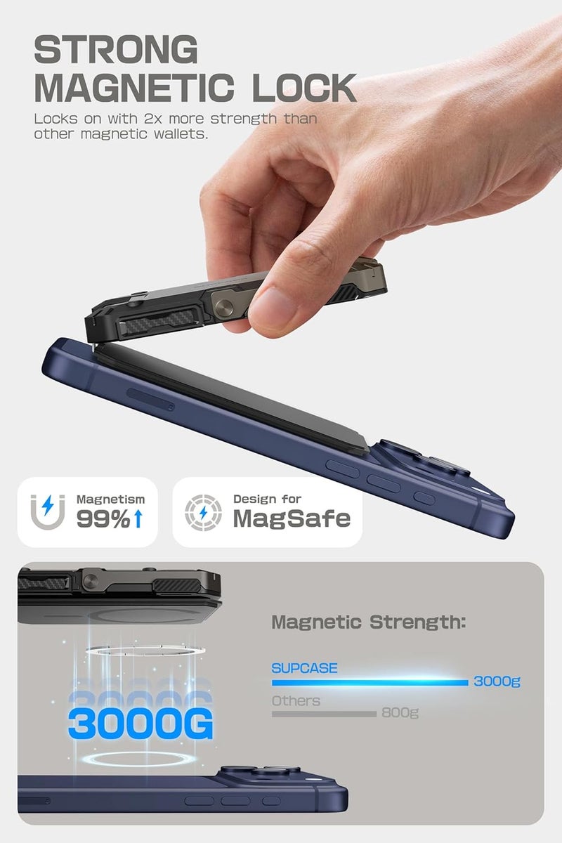 SupCase for MagSafe Wallet with Stand, Magnetic Wallet for Men, [Hold 5 Cards] [Adjustable Stand] [RFID Blocking] Phone Credit Card Holder Tripod for iPhone 17/16/15/14/13/12 Series, Black - Image 2
