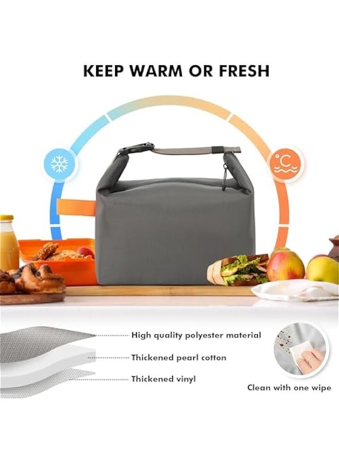 بيوينتي شنطة غداء للبالغين من النساء والرجال نالاكال قابلة لاعادة الاستخدام بسعة كبيرة حاويات طعام مبردة صغيرة مانعة للتسرب صندوق للعمل والسفر والاماكن الخارجية والنزهات المدرسية مقاس واحد رمادي البوليستر - Image 4