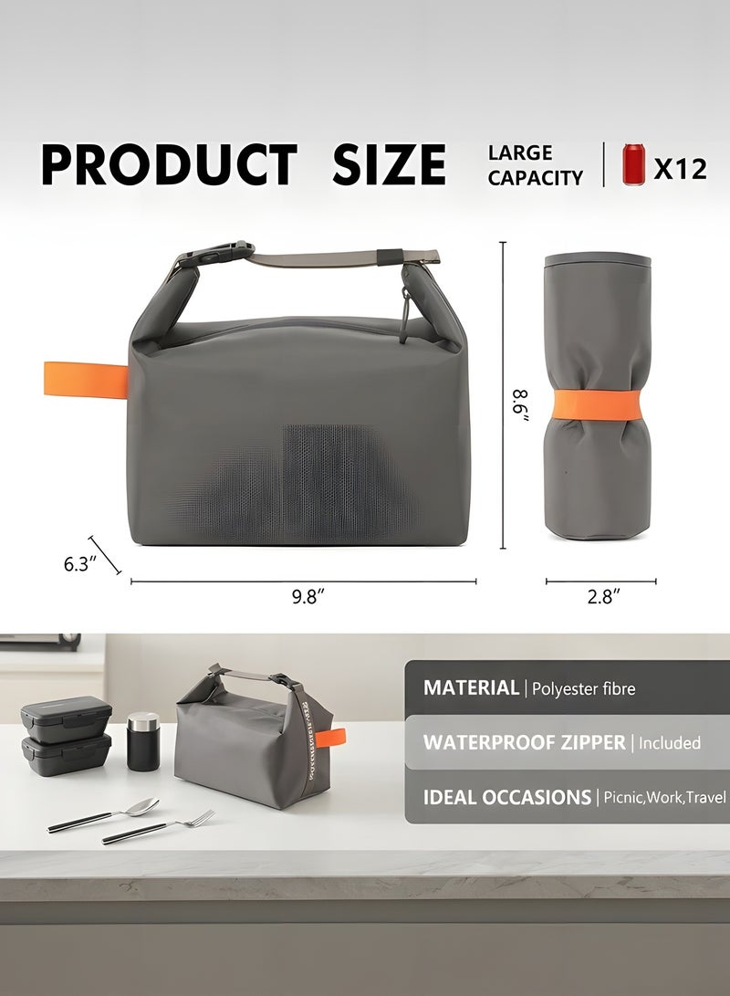 بيوينتي شنطة غداء للبالغين من النساء والرجال نالاكال قابلة لاعادة الاستخدام بسعة كبيرة حاويات طعام مبردة صغيرة مانعة للتسرب صندوق للعمل والسفر والاماكن الخارجية والنزهات المدرسية مقاس واحد رمادي البوليستر - Image 2