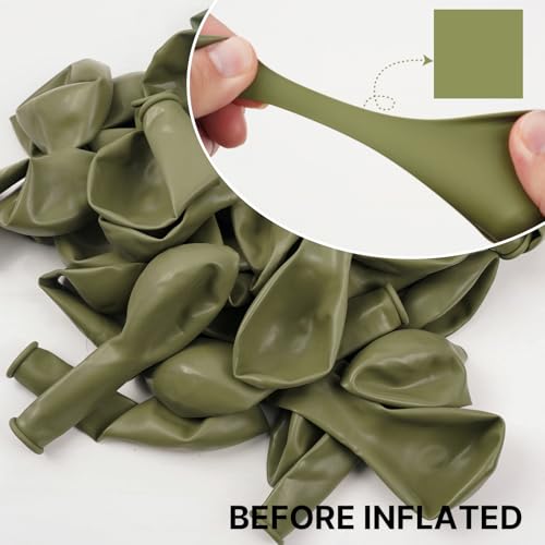 PartyWoo Sage Green Balloons 120pcs Different Sizes of 18 12 10 5 Inch Olive Boho Green Latex Balloon Arch Kit for Wedding Birthday Dinosaur Jungle Golf Football Theme Party Decorations GreenF11 - Image 5
