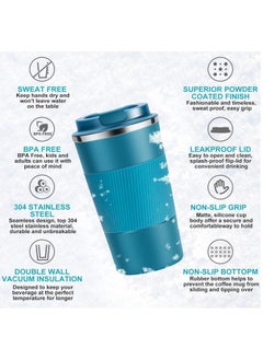 Generic Original 510 ml Thermos Mug, Thermal Bottle, Vacuum Insulated Tea Coffee Thermos 304 Stainless Steel Travel Mug for Hot and Cold Drinks, Perfect for Kids and Babies. Leakproof Design, Great Gift for Outdoor, Office, Home, Sports Coffee Mug Nescafe Cappuccino Tea - Car Seat Mug - Coffee Mug - Double Wall Stainless Steel Insulated with Flip Lid to Keep Drinks Hot and Cold - Stainless Steel Vacuum Insulated Double Wall Thermal Cup for Tea Coffee Travel with Flip Lid for Hot and Cold Drinks for 6 Hours - Thermal Flask with Silicone Heat Insulation to Protect Hands from Burns  - Image 2