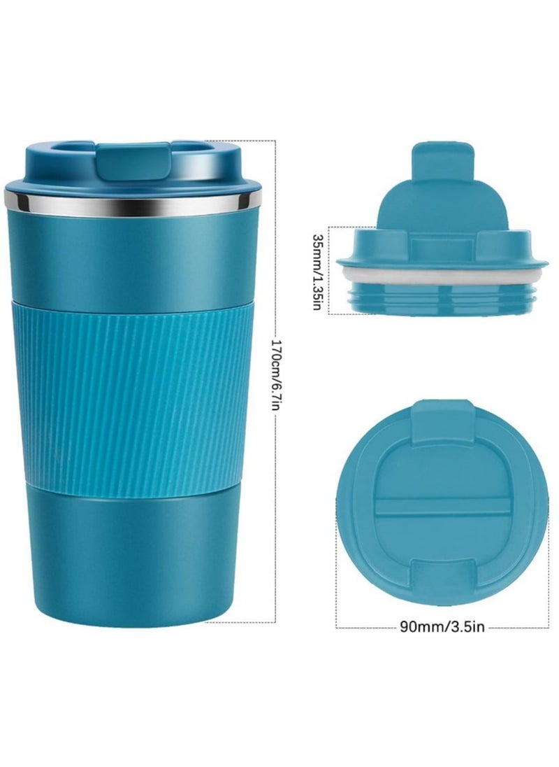 Generic - Original 510 ml Thermos Mug, Thermal Bottle, Vacuum Insulated Tea Coffee Thermos 304 Stainless Steel Travel Mug for Hot and Cold Drinks, Perfect for Kids and Babies. Leakproof Design, Great Gift for Outdoor, Office, Home, Sports Coffee Mug Nescafe Cappuccino Tea - Car Seat Mug - Coffee Mug - Double Wall Stainless Steel Insulated with Flip Lid to Keep Drinks Hot and Cold - Stainless Steel Vacuum Insulated Double Wall Thermal Cup for Tea Coffee Travel with Flip Lid for Hot and Cold Drinks for 6 Hours - Thermal Flask with Silicone Heat Insulation to Protect Hands from Burns - Image 1