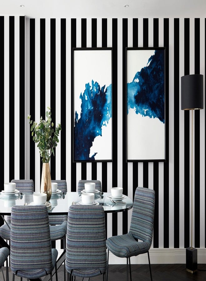 Guvana 472.4"x17.7" Striped Peel and Stick Wallpaper Black and White Self-Adhesive Wallpaper Removable Contact Paper Waterproof Wallpaper for Livingroom Cabinets Shelves Drawer Liner Decor Vinyl Roll - Image 5