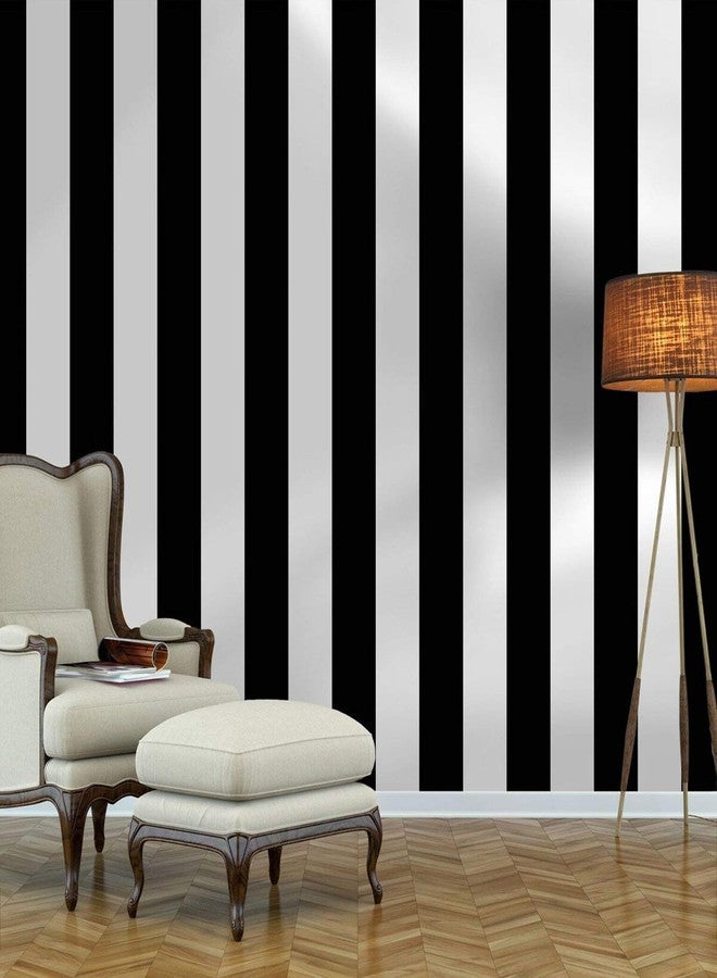Guvana 472.4"x17.7" Striped Peel and Stick Wallpaper Black and White Self-Adhesive Wallpaper Removable Contact Paper Waterproof Wallpaper for Livingroom Cabinets Shelves Drawer Liner Decor Vinyl Roll - Image 1