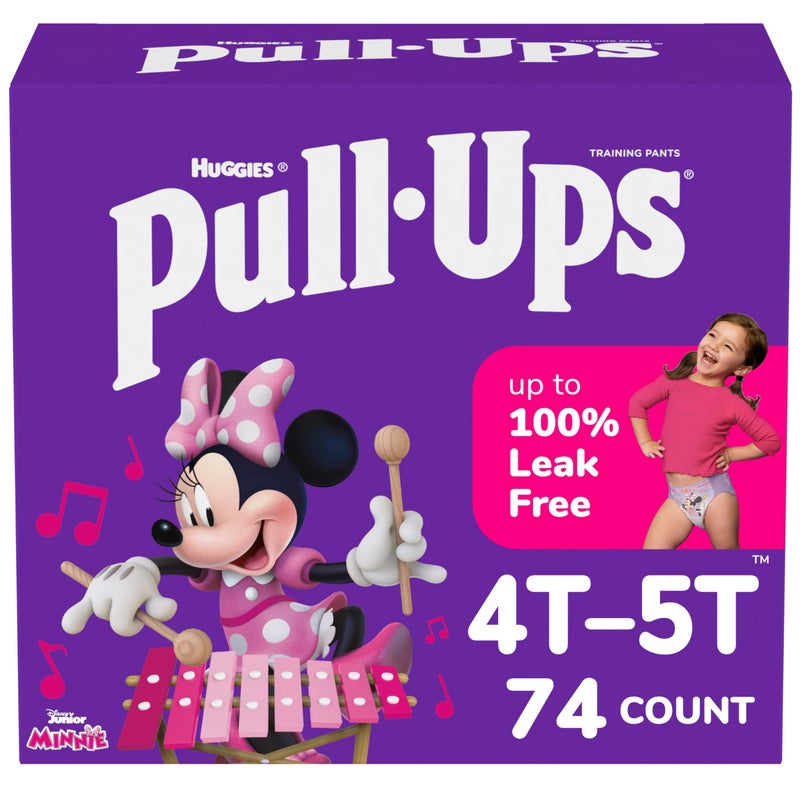 Pull-Ups Girls' Potty Training Pants, Size 4T-5T Training Underwear (38-50 lbs), 74 Count - Image 1