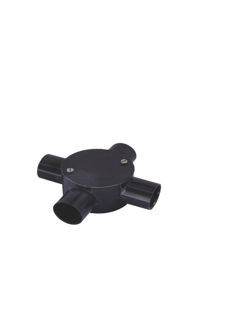 PVC PVC Electrical Conduit Junction Box 25mm 4 Way Black 