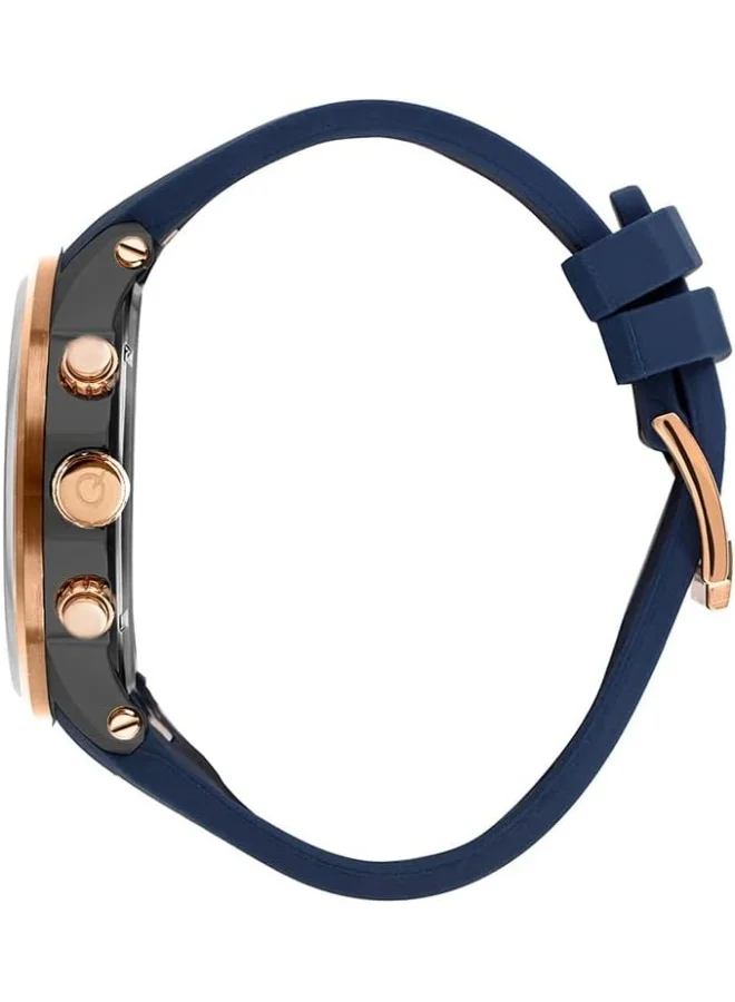 Quantum Men'S Quartz Movement Watch, Chronograph Display And Silicone Strap - Pwg560.099, Blue