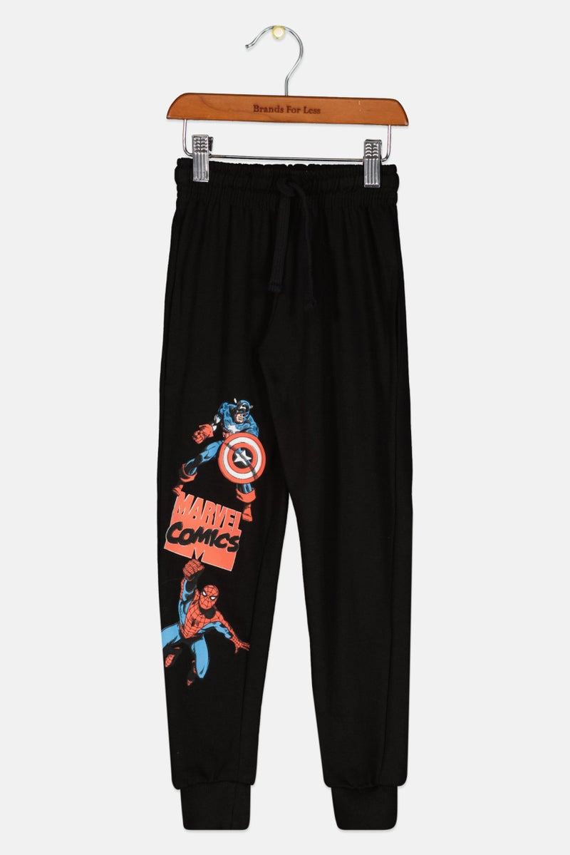 MARVEL Kids Boy Graphic Print Jogger Pants, Black  - Image 1