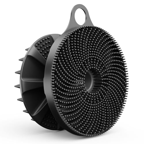 BEAUTAIL 2 in 1 Silicone Brush BEAUTAIL Body Shower Scrubber and Scalp Hair Massager Shampoo Brush Deeply Cleanse Skin Dandruff Removal and Hair Growth Gentle for Women Men Sensitive Skin 1 Pack Black - Image 1