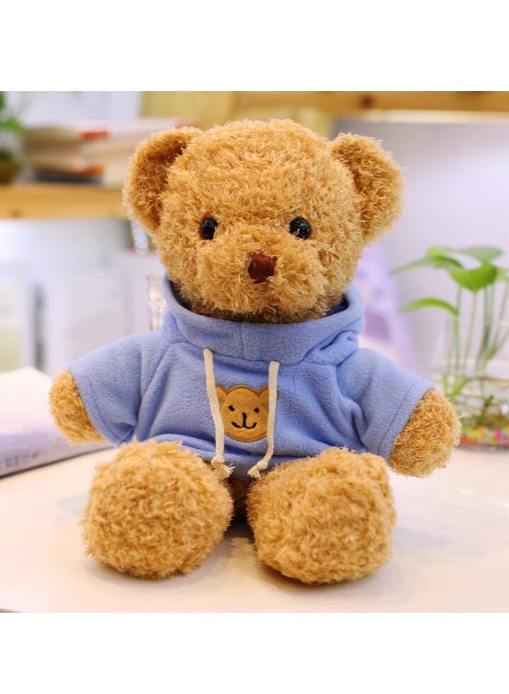xozgdovg Cute teddy bear plush toy doll blue hoodie 