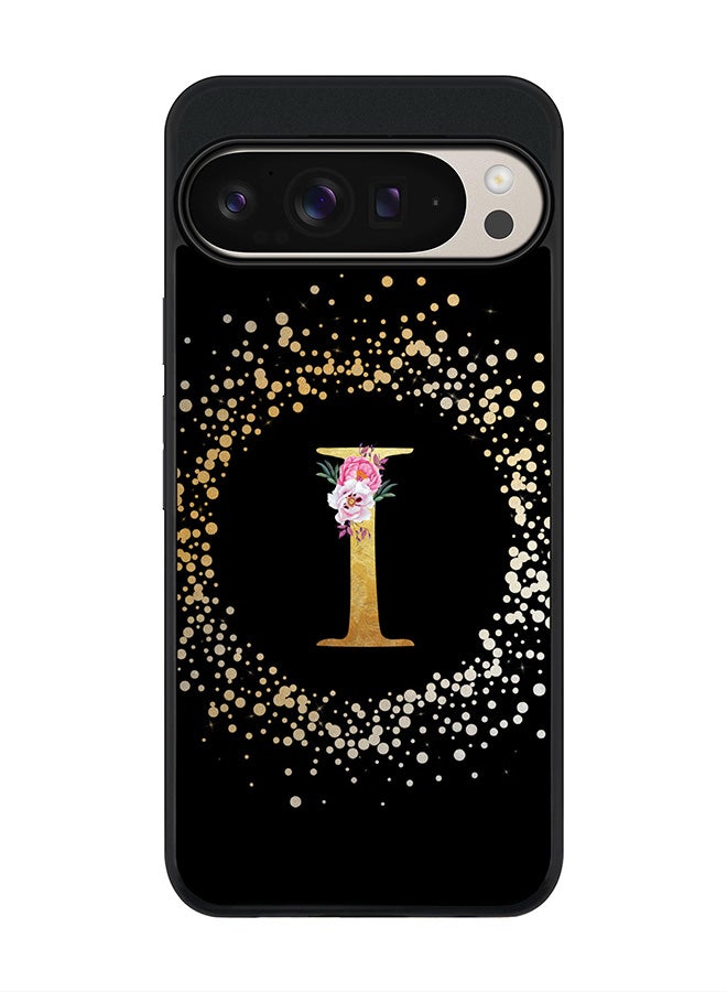 Stylizedd For Google Pixel 9 Pro XL Case,Slim fit Camera Protection, Shockproof Thin Phone cover - Custom Monogram Floral - I ( Black ) - Image 1