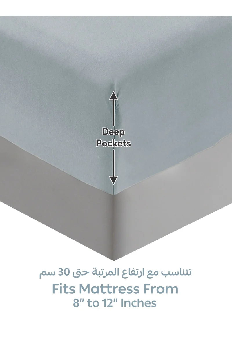 دوناتيلا Bedding Fitted Sheet - Fits 120x200 Cm For Single Bed - 2 Pcs (1 Fitted Sheet and 2 Pillowcases) - 35 Cm Deep Pocket - Solid Bed Sheet