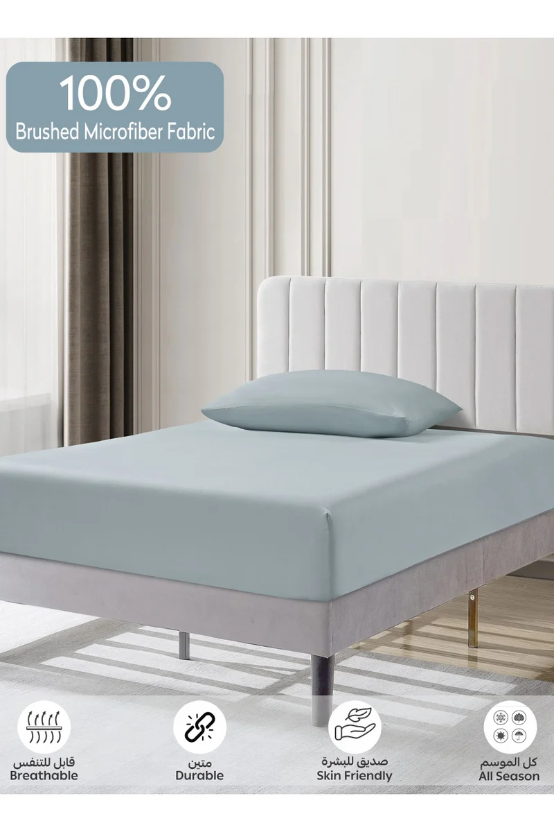 دوناتيلا Bedding Fitted Sheet - Fits 120x200 Cm For Single Bed - 2 Pcs (1 Fitted Sheet and 2 Pillowcases) - 35 Cm Deep Pocket - Solid Bed Sheet