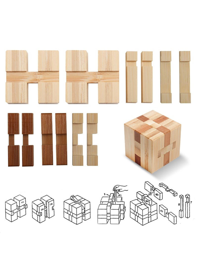 4 Pack Wooden Puzzle Games Brain Teasers Toy, 3D Puzzles for Teens and Adults, Wooden Logic Puzzle, Wood Snake Cube, Magic Cube, Magic Ball Brain Teaser, Intellectual Removing Assembling Toy - Image 3