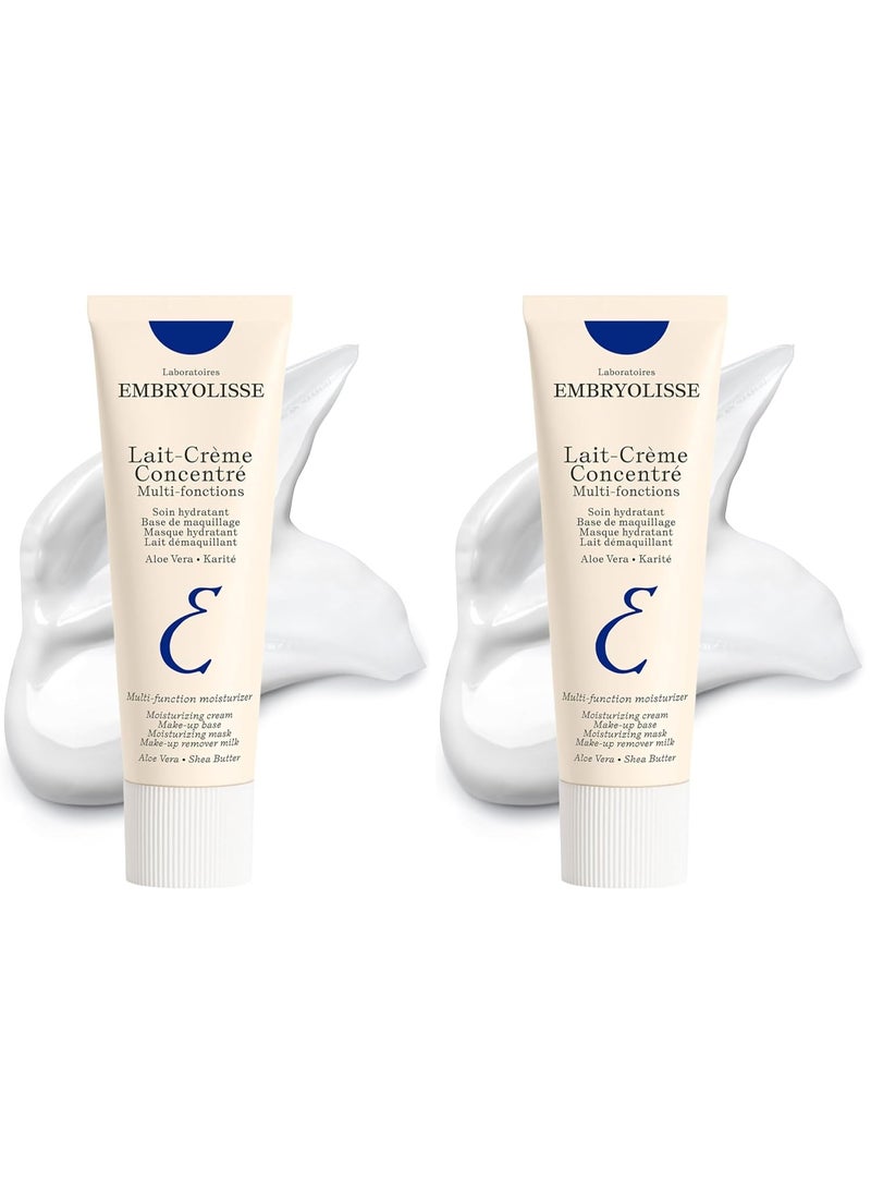 إمبريوليس (Embryolisse) كريم "ليه-كريم كونسانتريه" (Lait-Crème Concentré) - مرطب يومي متعدد الاستخدامات، وبرايمر للمكياج، ومزيل للمكياج؛ كريم فرنسي للوجه غني بزبدة الشيا والصبار، مناسب لجميع أنواع البشرة، 75 مل (عبوة من قطعتين) - Image 1