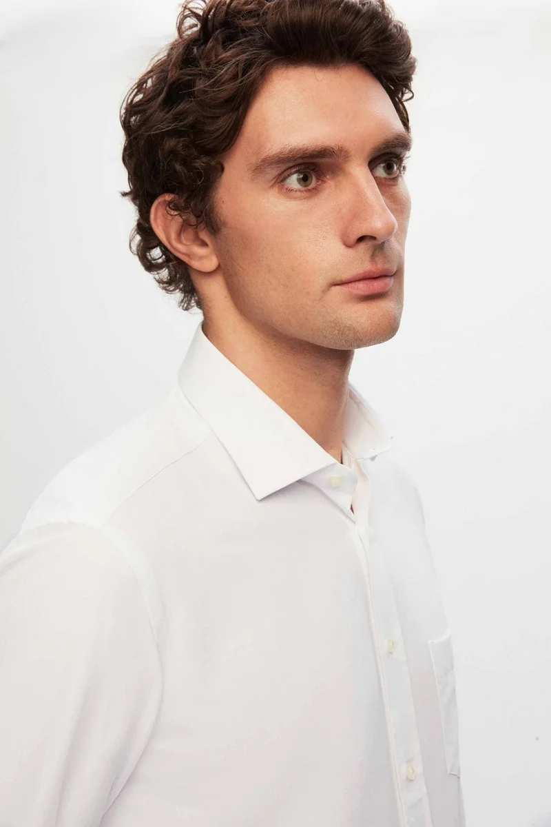 D'S DAMAT Regular Fit White Plain Shirt 2HE02TR00289M