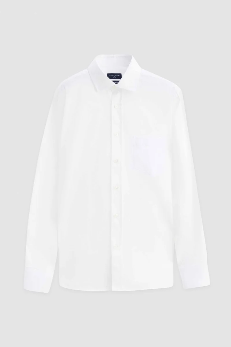 D'S DAMAT Regular Fit White Plain Shirt 2HE02TR00289M