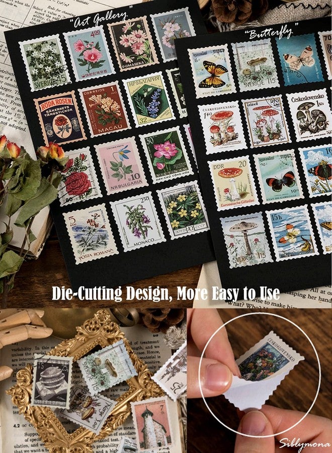 SIBLYMONA 276Pcs Vintage Postage Stamp Stickers for Scrapbooking, Junk Journal & Bullet Journal, Vintage Deco Stickers for Crafting and Mailing - Image 4