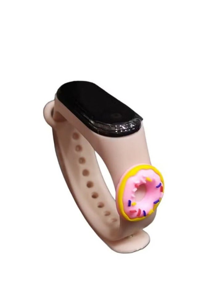 Digital Touch Watch for Boys, Girls, and Teens with Rubber Strap, Fun and Attractive Design (Donut) in Rose Gold Color. - Image 1