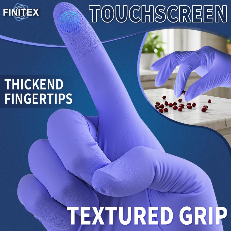 FINITEX Disposable Nitrile Exam Gloves 1000 PCS - 3.2mil Ice Blue Powder-free Latex-Free Examination Home Cleaning Food Gloves (M) - Image 4