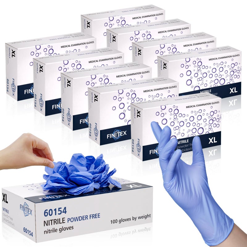 FINITEX Disposable Nitrile Exam Gloves 1000 PCS - 3.2mil Ice Blue Powder-free Latex-Free Examination Home Cleaning Food Gloves (M) - Image 1