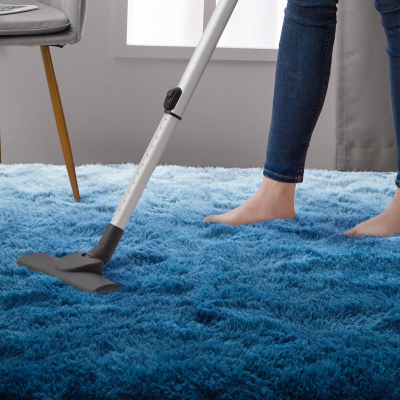 DweIke Luxury Fluffy Kids Rugs for Living Room Bedroom, 8x10 Large Shaggy Gradient Navy Blue Area Rug for Girls Boys, Upgrade Plush Non-Slip and Washable Colorful Fuzzy Carpet for Dorm Nursery Decor - Image 5