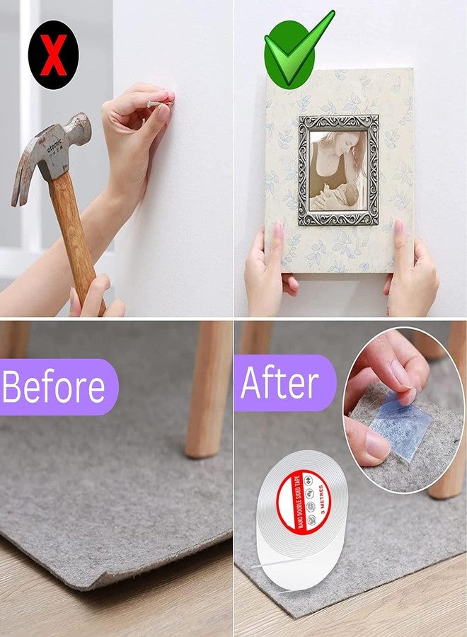 D-fix® Nano Tape with 1 Glitter Flakes 3 Straw for Balloon Double Sided Ivy Grip Tape for Walls Washable Reusable Strong Sticky Strips Multicolour Moon & Heart Art and Craft DIY Pack of-2 - Image 4