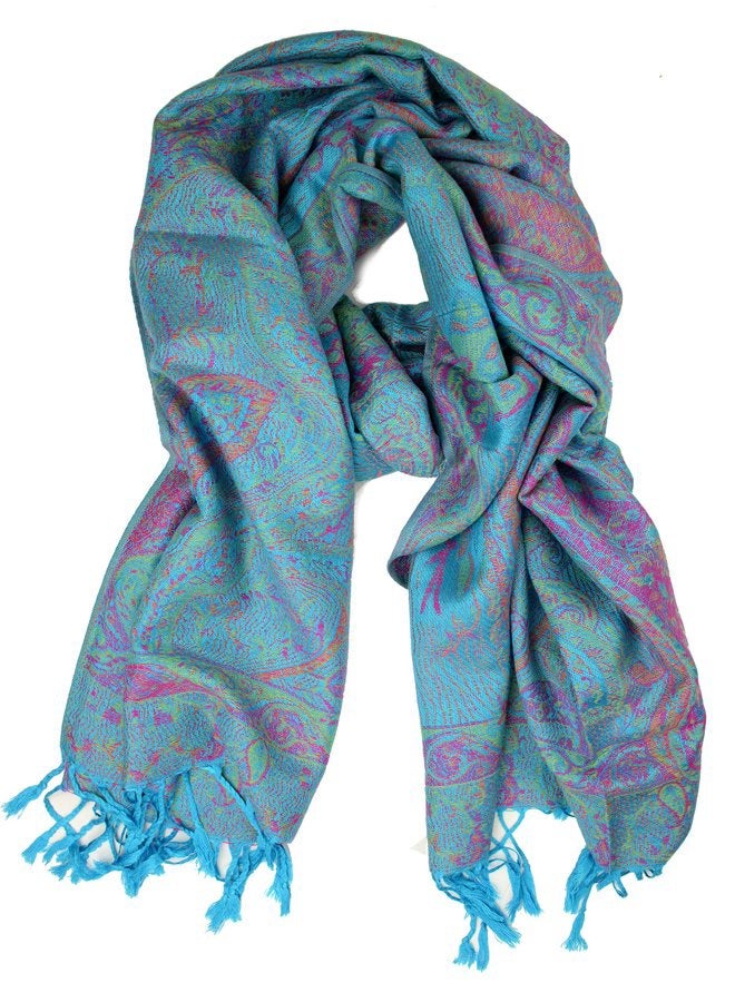Plum Feathers Tapestry Ethnic Paisley Pattern Pashmina Scarf - Image 2
