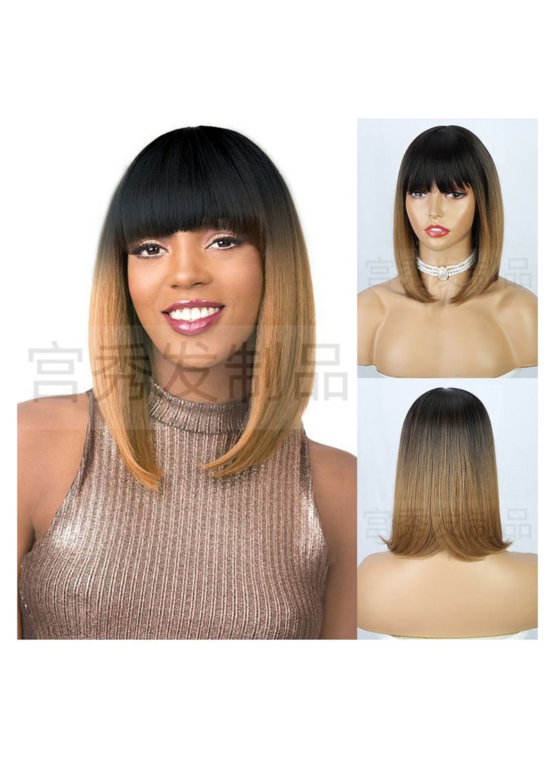 Estelle European and American Long Curly Hair Bangs Female Fiber Wave Full Head Cover Wig Color R427 - Image 1