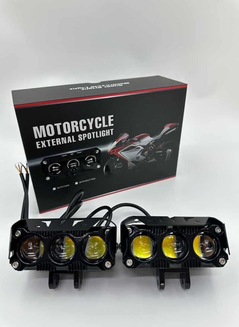 SHEZA STAR Motorcycle External Spotlight with Fan, 6 LED Lights, Black
