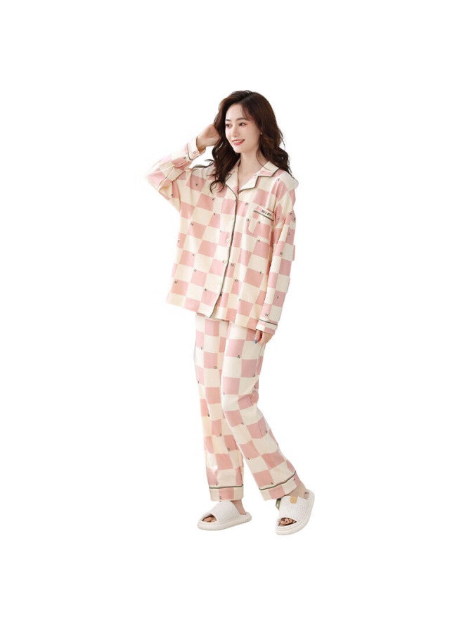 Your Sun Comfortable And Refreshing 100% Cotton Women's Spring/summer Loose Long Sleeve Cardigan Printed Ladies' Home Wear Set Can Be Worn Out - Image 3