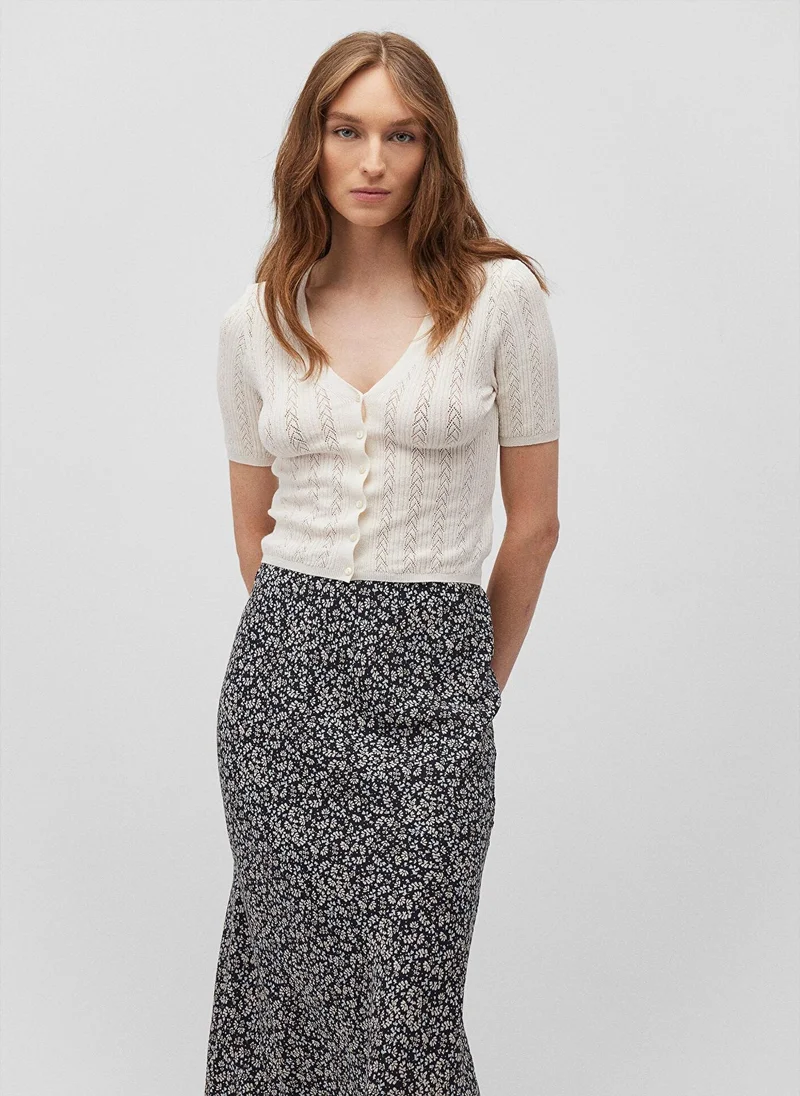 MAVI SHORT SLEEVE CARDIGAN Antique White