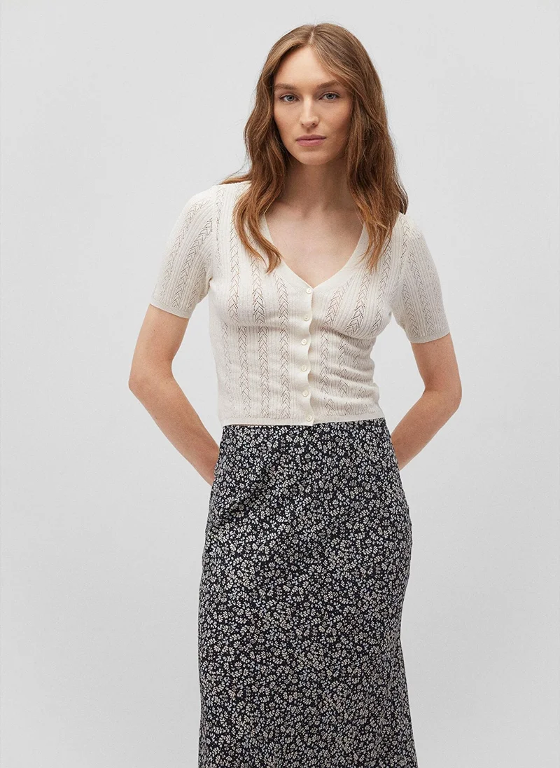 MAVI SHORT SLEEVE CARDIGAN Antique White