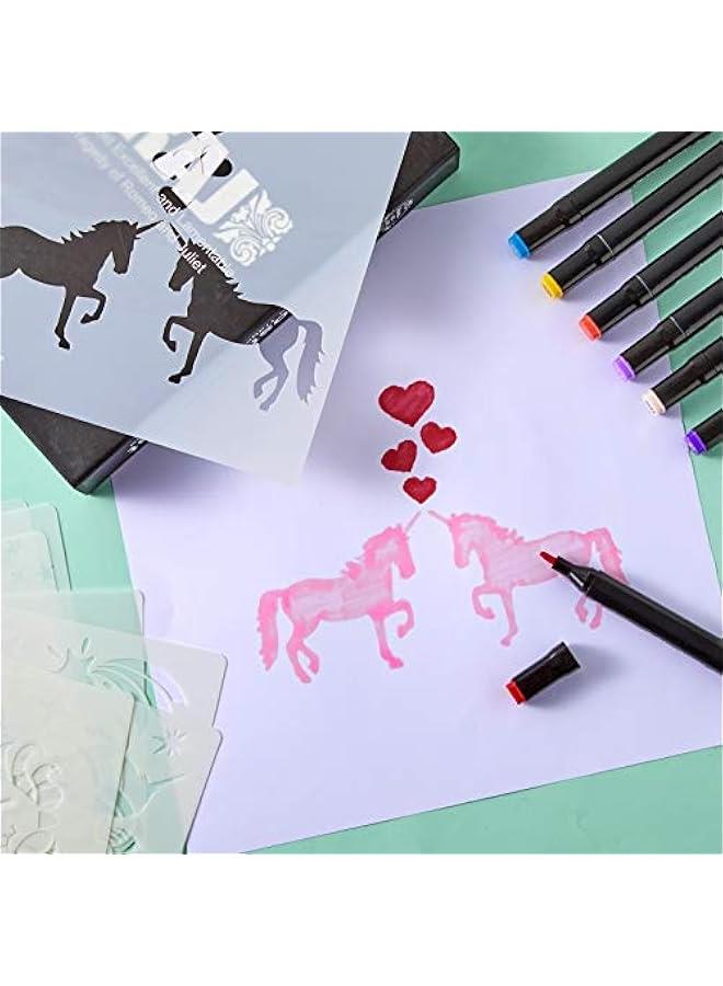 Arabest 16 Pcs Unicorn Stencils Painting Reusable Templates Unicorn Pattern Craft Stencils for DIY Scrapbooking Drawing Furniture Wall Floor Decors, 7.9 x 7.9 Inches  - Image 5