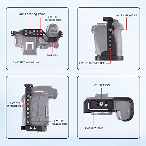 FOEASY Foto4easy Aluminum Alloy R7 Cage for Canon EOS R7 Mirrorless Digital Camera Body,Cage Rig with Quick Release Plate for Arca - Image 4