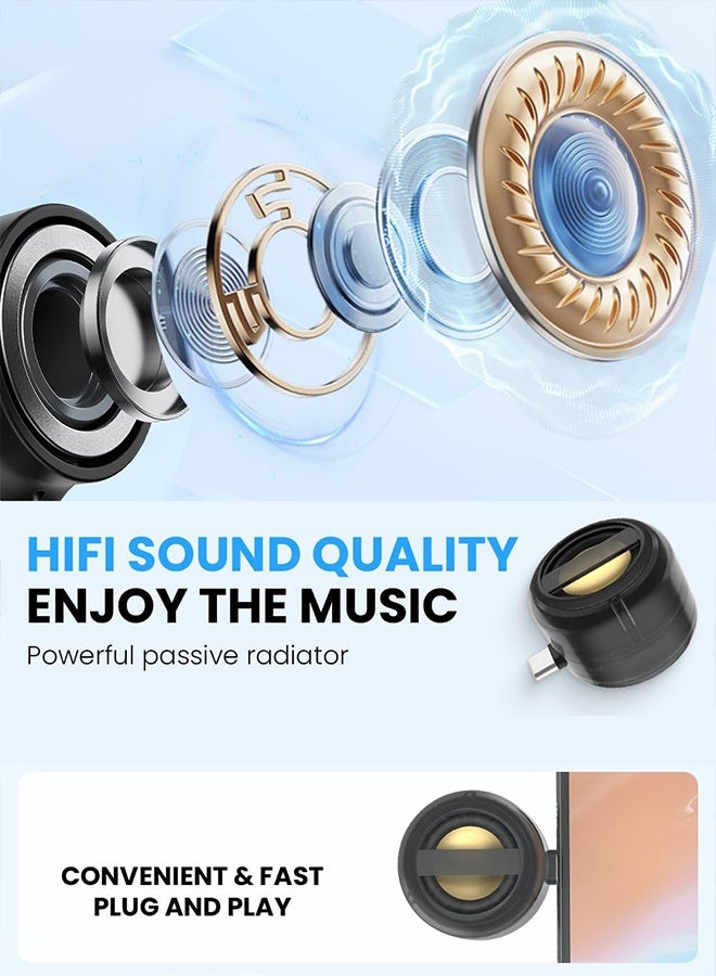 ملقط مكبر صوت صغير محمول، مضخم صوت بقوة 3 وات بقابس Type-C، مضاعف للصوت 5 مرات بجودة Hi-Fi، بادة رادياتير سلبية، بطارية تعمل 6 ساعات، وضع الاستعداد 10 أيام للهواتف الذكية والأجهزة اللوحية (أسود) - Image 3