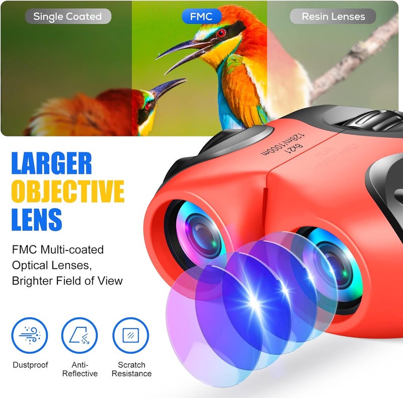 LET'SGO LET'S GO! Binocular for Kids, Compact High Resolution Shockproof Binoculars - Image 4