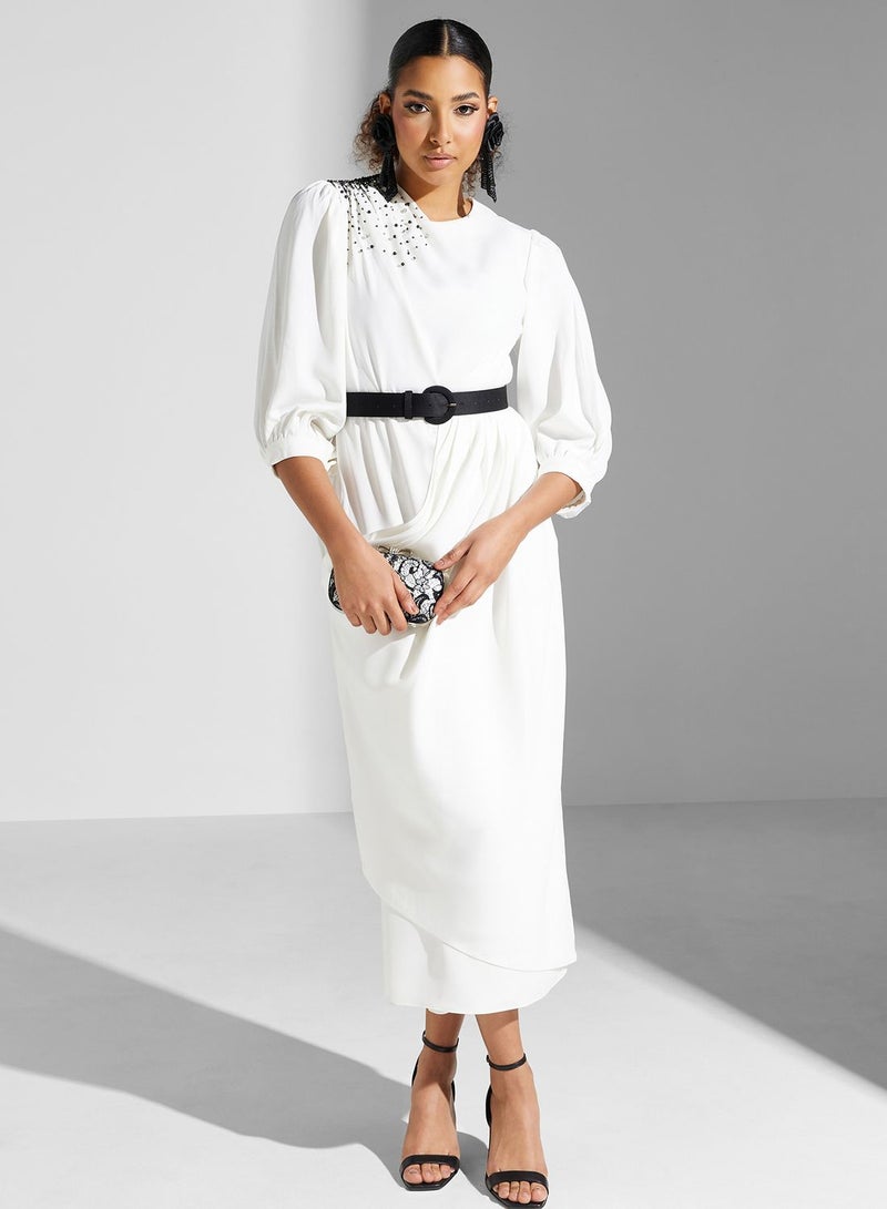 Montania Embellished White Dress - Image 1