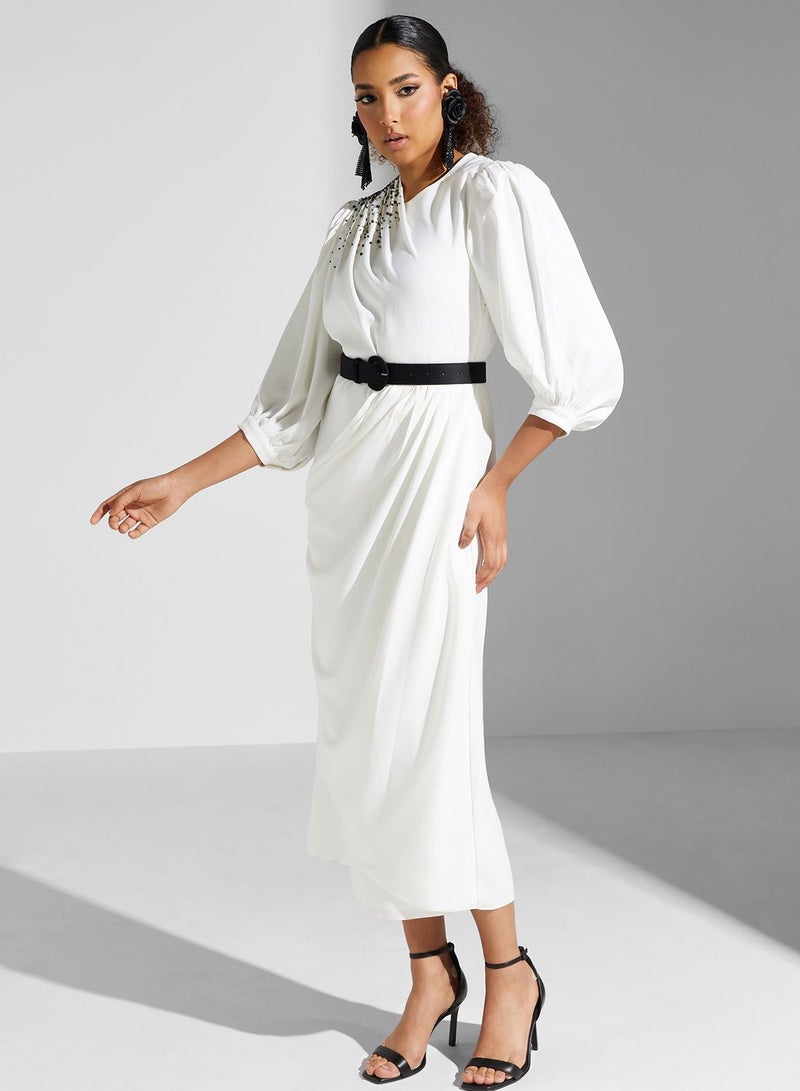 Montania Embellished White Dress - Image 4